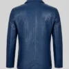 Blue Classic Leather Blazer For Men Back