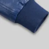 Blue Leather Bomber Jacket For Women