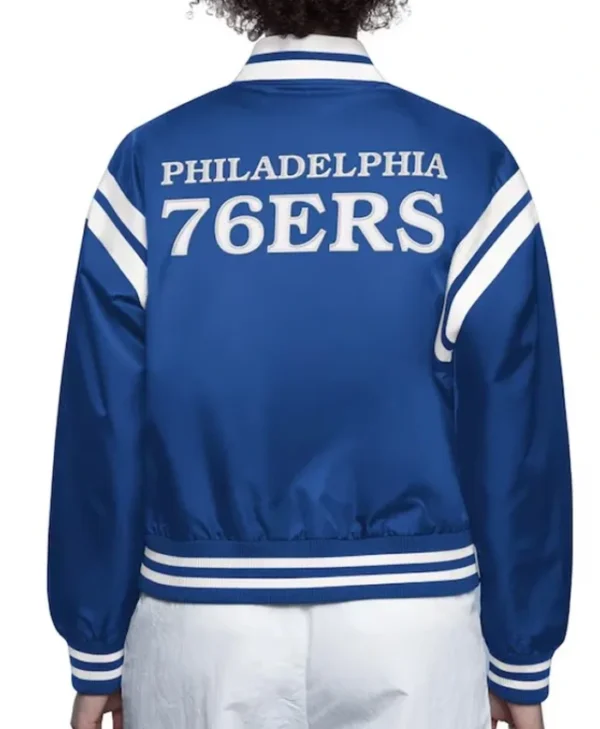 Philadelphia 76ers Blue Full Count Satin Jacket