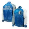Dallas Mavericks Reliever Blue and Gray Satin Jacket