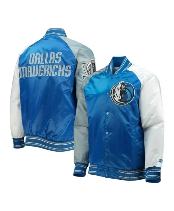 Dallas Mavericks Reliever Blue and Gray Satin Jacket