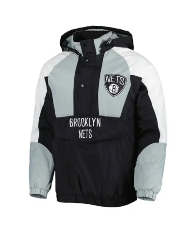 BlackGray Brooklyn Nets Body Check Half-Zip Jacket