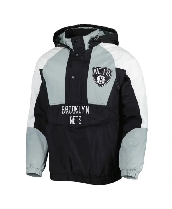 BlackGray Brooklyn Nets Body Check Half-Zip Jacket