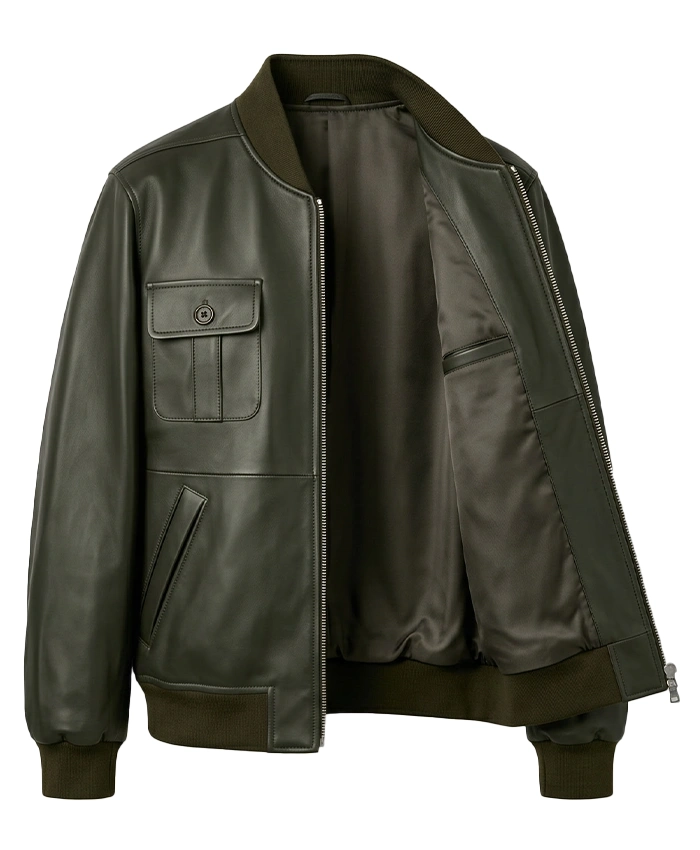 Bomber Leather Jacket For Mens Classic