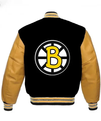 Boston Bruins Full Snap Varsity Wool Jackets Back