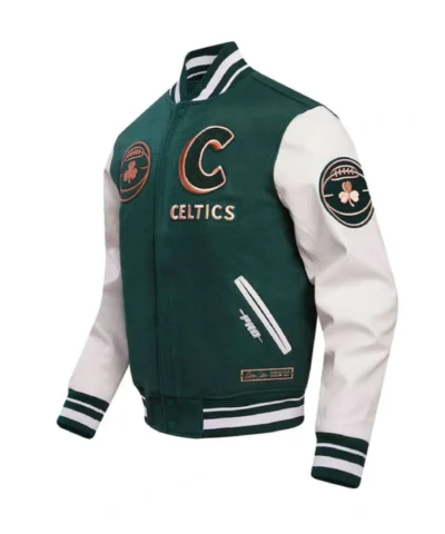 Shop Boston Celtics 202324 City Edition Varsity WoolLeather Green Jacket