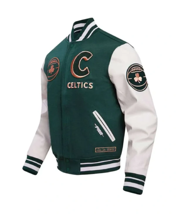 Shop Boston Celtics 202324 City Edition Varsity WoolLeather Green Jacket