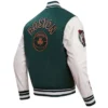 Boston CShop Boston Celtics 202324 City Edition Varsity WoolLeather Green Jacketeltics 202324 City Edition Green Varsity Jacket