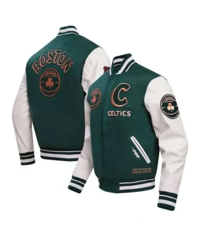 Boston Celtics 202324 City Edition Varsity WoolLeather Green Jacket