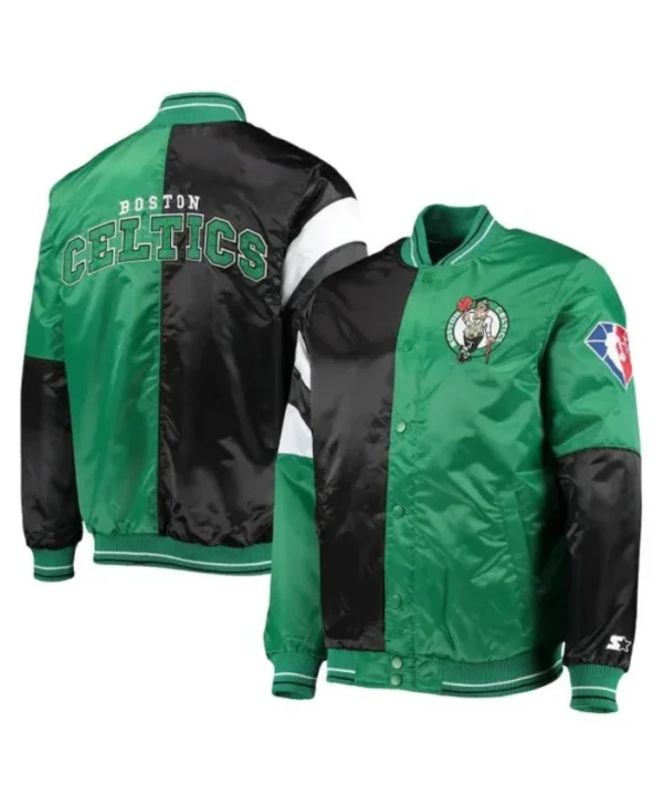 Shop Boston Celtics 75th Anniversary Leader Full-Snap Satin Color Block Jacket