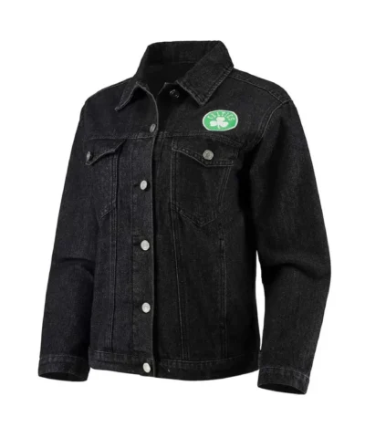 Buy Boston Celtics Patch Button-Up Black Denim Jacket