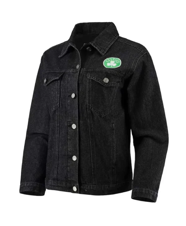 Buy Boston Celtics Patch Button-Up Black Denim Jacket