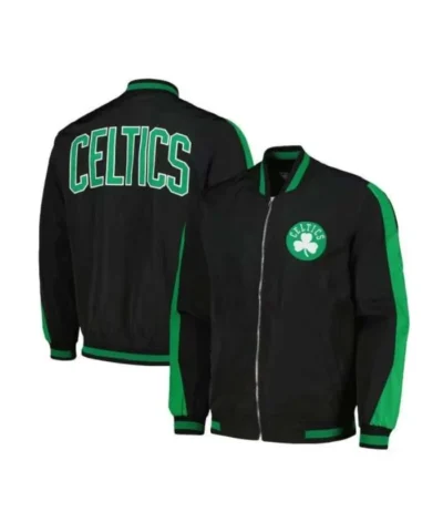 Boston Celtics Black Full-Zip Varsity Bomber Jacket
