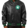 Shop Boston Celtics Full-Snap Leather Black Jacket
