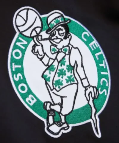 Boston Celtics Black Out Full-Snap Satin Black Jacket