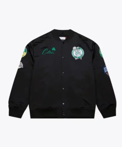 Boston Celtics Black Out Full-Snap Satin Jacket