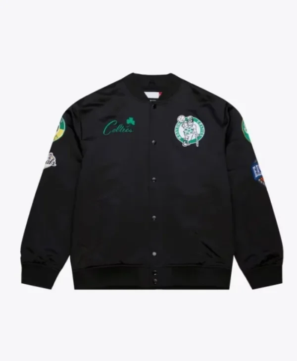Boston Celtics Black Out Full-Snap Satin Jacket