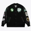 Shop Boston Celtics Black Out Varsity WoolLeather Black Jacket