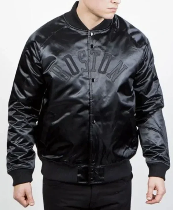 Shop Boston Celtics Black Tonal Full-Snap Satin Jacket