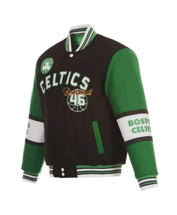 Shop Boston Celtics Varsity Full-Zip Wool Black and Green Jacket