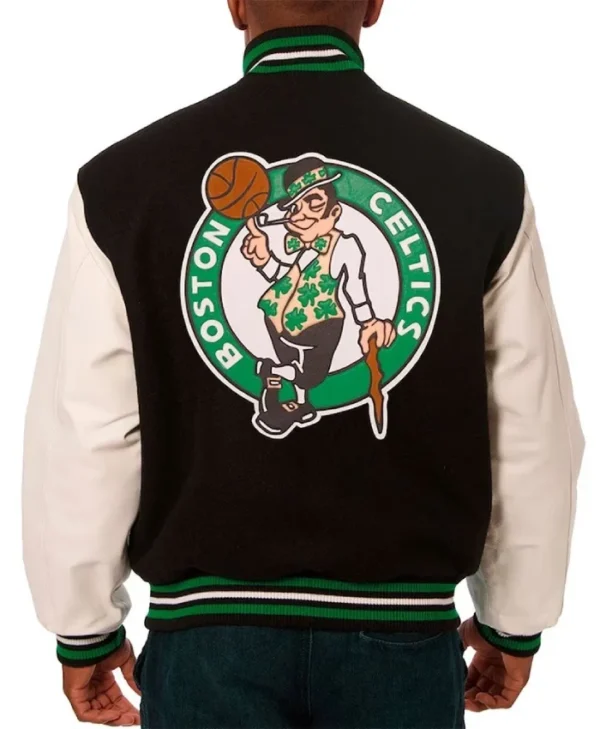 Boston Celtics BlackWhite Varsity Wool and Leather Jacket