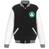 Boston Celtics Black and White WoolLeather Full-Zip Varsity Jacket