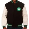 Boston Celtics Black and White Varsity Wool & Leather Full-Snap Jacket