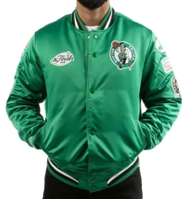 Champ City Boston Celtics Green Full-Snap Satin Jacket