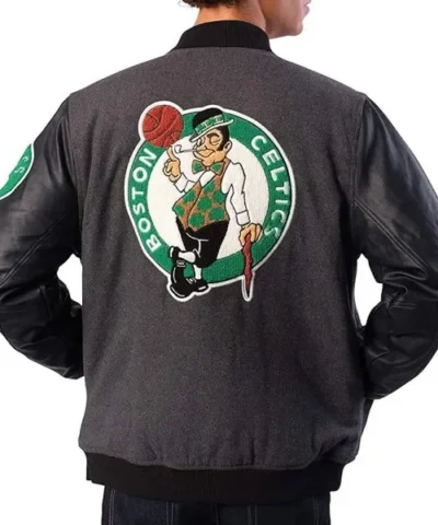 Boston Celtics Charcoal and Black Varsity Jacket
