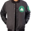Boston Celtics WoolLeather Charcoal and Black Varsity Jacket