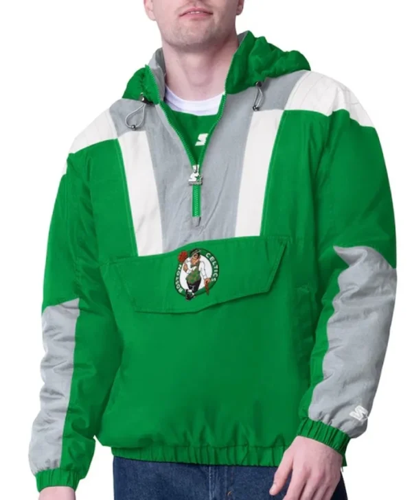 Boston Celtics Charger Half-Zip Pullover Kelly GreenGray Jacket