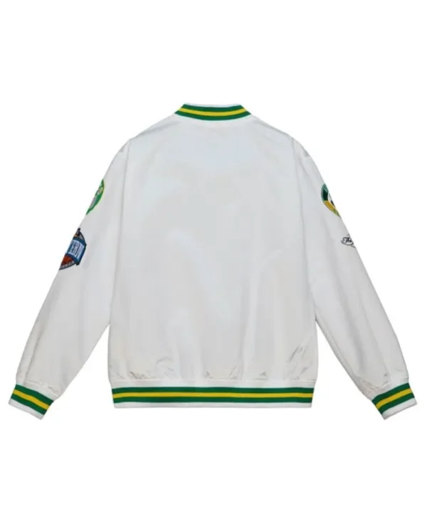 Boston Celtics City Collection White Satin Full-Varsity Jacket