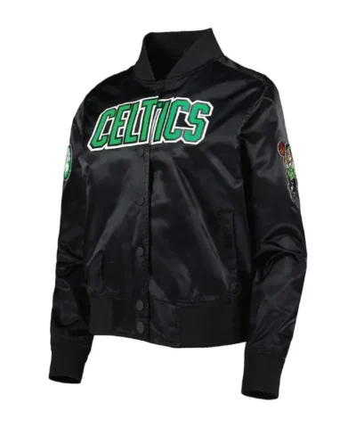 Boston Celtics Classics Full-Snap Satin Black Jacket