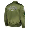 Boston Celtics Retro Olive Satin Bomber Jacket