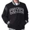 Boston Celtics Clutch Hitter Varsity Full-Snap Wool Black Jacket