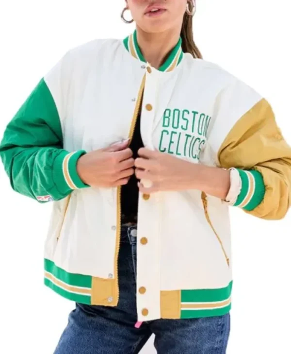 Ordder Boston Celtics Color Block Full-Snap Bomber Jacket