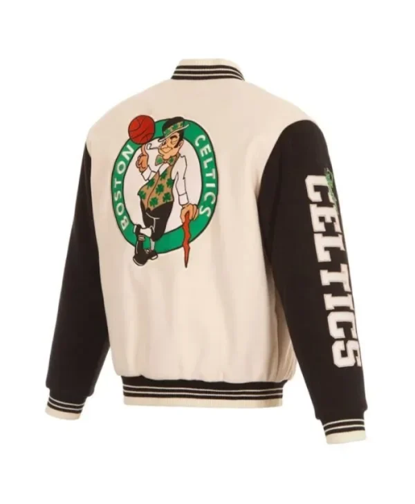 Boston Celtics Cream and Black Varsity Jacket
