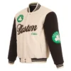 Boston Celtics Full-Snap Cream and Black Varsity Jacket