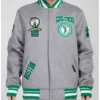 Crest Emblem Boston Celtics Heather Full-Zip Grey Wool Jacket