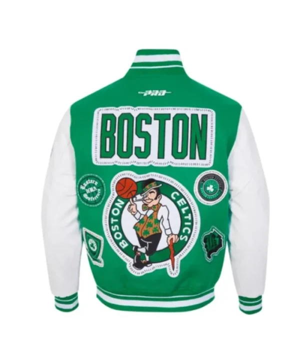 Boston Celtics Diy Pick Stitch GreenWhite Varsity Jacket