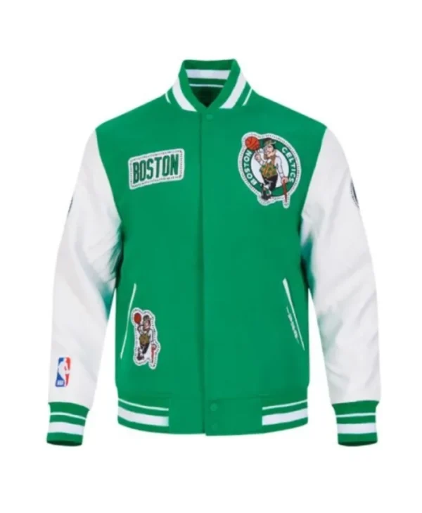 Kelly Green and White Boston Celtics Diy Pick Varsity Jacket