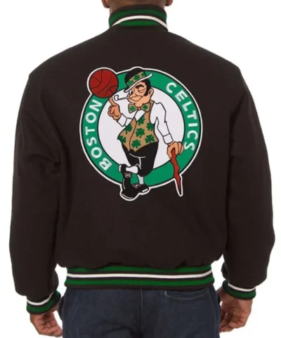 Boston Celtics Embroidered Black Varsity Jacket