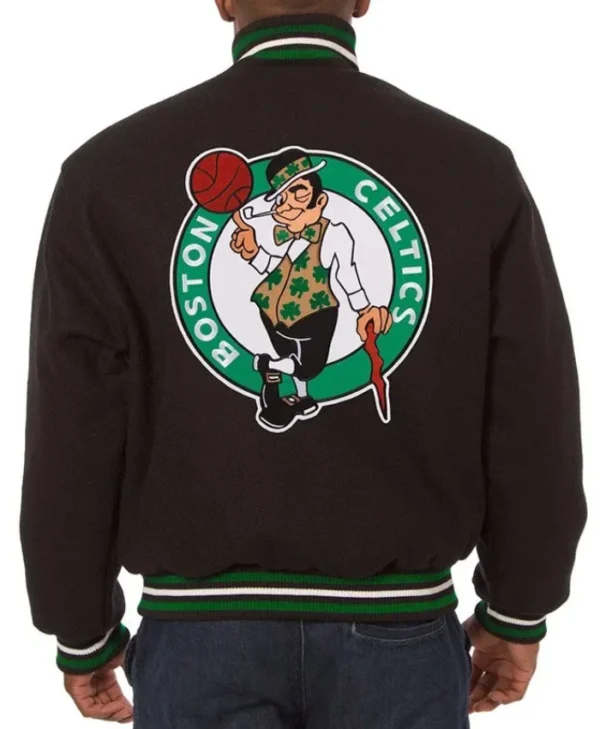 Boston Celtics Embroidered Black Varsity Jacket