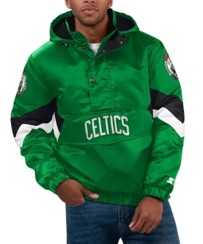 Boston Celtics Force Play Half-Zip Kelly Green Hoodie Jacket