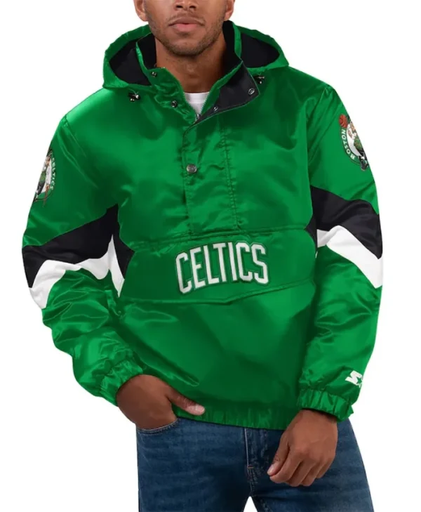 Boston Celtics Force Play Half-Zip Kelly Green Hoodie Jacket