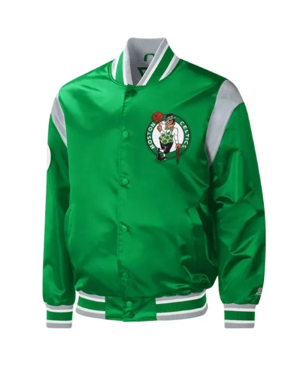 Force Play Boston Celtics Varsity Satin Kelly Green Jacket