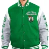 Boston Celtics Franchise WoolLeather Green and Gray Varsity Jacket