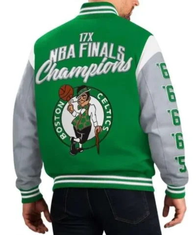 Boston Celtics Franchise Green and Gray Varsity Jacket