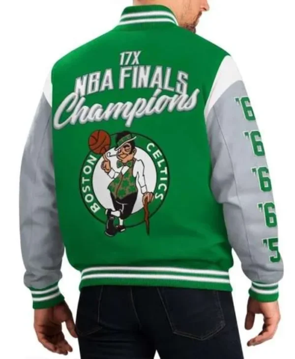 Boston Celtics Franchise Green and Gray Varsity Jacket