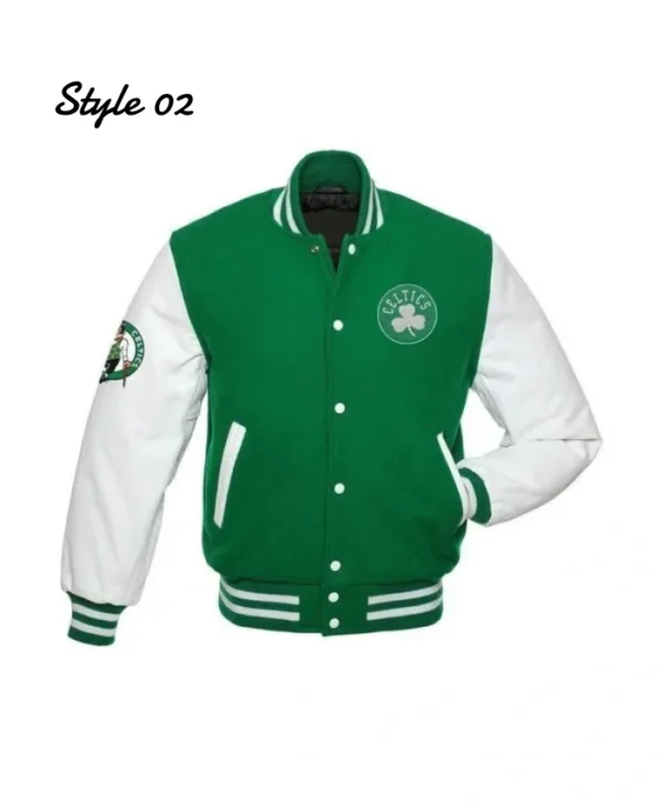Boston Celtics Full-Snap Varsity WoolLeather Green and Jacket